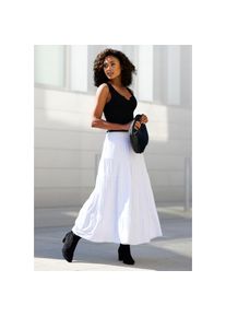 Beach Time Beachtime , Maxirock mit Volants, elastischer Jerseyrock, Strandrock , weiß , 32/34 , 32/34 , Mit weich fließenden Volants