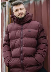 Urban Classics - Hooded Puffer Cherry - Jacka - röd - S - Skal: 100 % polyester; Foder: 100% polyester