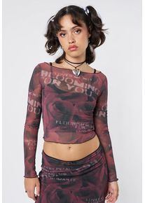 Minga London - Hopeless Romantic Rose Mesh - Top - vinröd - XL - 95% polyester, 5% elastan,Maska
