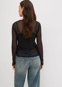 bonprix Bluzka z długim rękawem z siateczki, czarny, 40/42