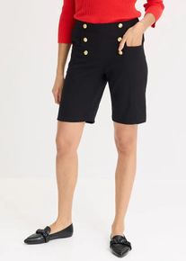 bonprix Bermudy z dekoracyjnymi guzikami, czarny, 50