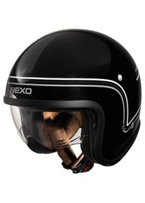 Nexo Jethelm Urban Style II Schwarz/Weiß Dekor #24 XS - Helme & Brillen - Café Racer Helme & Brillen - Café Racer Jethelme