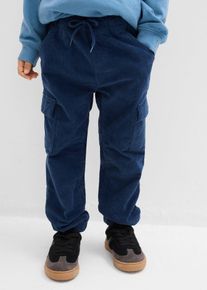 Pantaloni cargo termici in velluto a coste con fodera in jersey regular fit, Blu, Taglia 104, bonprix