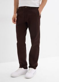 Pantaloni chino elasticizzati con cotone biologico relaxed fit straight, Marrone, Taglia 48, bonprix