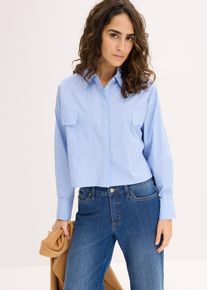 Blusa oversize in misto cotone, Blu, Taglia 56, bonprix