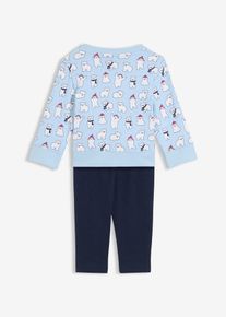 Felpa e leggings per gattonare in puro cotone biologico (set 2 pezzi), Blu, Taglia 68/74, bonprix