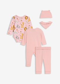 Corredino base per neonato in puro cotone biologico (set 5 pezzi), rosa, Taglia 92/98, bonprix