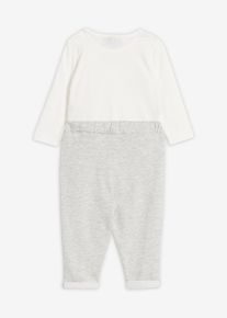 Set da cerimonia - body con gilet papillon e pantaloni in puro cotone biologico (set 3 pezzi), Grigio, Taglia 92/98, bonprix