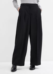 bonprix Bundfaltenhose mit Bequembund und Schlitz, schwarz