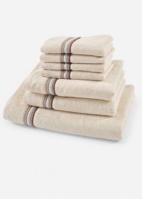 bonprix Prosop cu detalii dungate, bej, pachet/4 bucăţi 30/50 cm