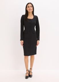 bonprix Sukienka żakietowa z dekoltem w serek, czarny, 38