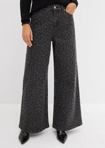 bonprix Wide-Leg-Jeans Mid Waist, grau, Gr.48, Wide-Leg-Jeans Mid Waist, 99% Baumwolle
