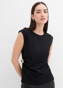 bonprix Top z krepy z ozdobną sprzączką, czarny, 36/38