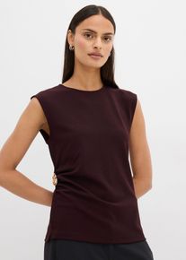 bonprix Femei Top din material crep cu cataramă decorativă, maro, 40/42