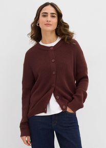 bonprix Női Kötött kardigán kerek nyakkivágással, barna, 52/54