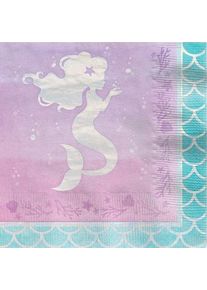 16 serviettes papier sirène chatoyantes 33cm
