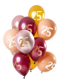 Folat 25e anniversaire 12 ballons en latex or rose