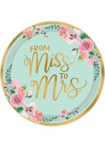 Amscan 8 assiettes Miss to Mrs 27cm