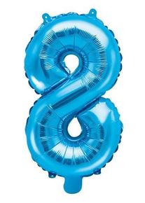 partydeco Ballon aluminium numéro 8 bleu azur 35cm