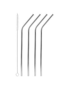 4 pailles en métal réutilisables