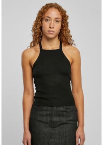 Urban Classics - Ladies Rib Knit Crossed Back Black - Top - svart - M - 35% polyakryl, 35% viskos, 30% nylon