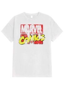 Marvel Comics - Retro Logo White - T-shirt - biały - M - 100% bawełna,Golf