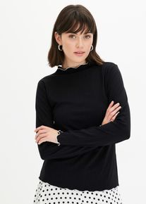 T-shirt manches longues c&ocirc;tel&eacute; - noir - taille 54/56 (XXL) - Viscose - bonprix