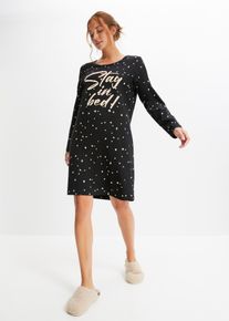 Chemise de nuit manches longues - noir - taille 58/60 (3XL) - 100% coton - bonprix