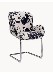 Ellos Krzesło z drewnianej sklejki z tapicerką z aksamitu Cowlow Czarny, Biały S 58 x W 84 cm