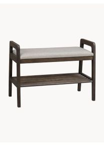 Rowico Home Upholstered Bench Inverness with Oak Wood Shelf Brown Wood, Fabric, Solid wood B 75 x D 40 cm