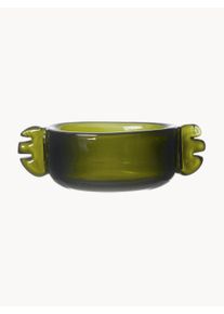 ferm LIVING Mouth-Blown Decorative Bowl Alas, W 23 cm Green, Transparent Glass B 23 x H 8 cm