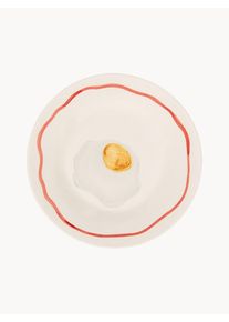 Anna + Nina Prato de pequeno-almoço pintado à mão Oeuf Vermelho Grés Ø 22 cm