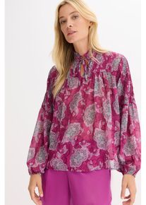 Tunika i sateng med biser, lilla, st&oslash;rrelse 38, bonprix