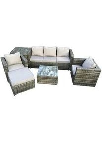 Fimous Gartenset mit Beistelltisch Polyrattan 6-Sitzer , Metall , Gartenmöbel, Gartengarnituren, Gartenmöbel-Sets