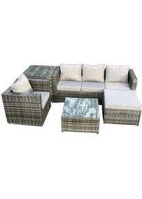 Fimous Gartentischgruppe Polyrattan 5-Sitzer , Dunkelgrau , Metall , Gartenmöbel, Gartengarnituren, Gartenmöbel-Sets