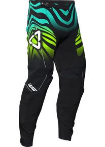 Leatt 4.5 Junior V26 Tiger, pantalon textile pour jeunes , couleur: Noir/Jaune Néon/Turquoise , taille: M