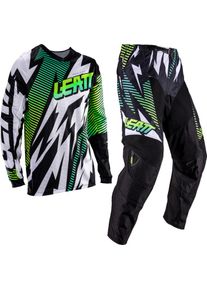Leatt 3.5 Ride Kit V26 Storm, ensemble jersey/pantalon textile , couleur: Blanc/Noir/Jaune Néon/Vert , taille: L