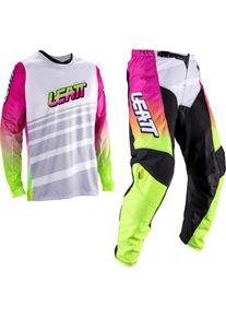 Leatt 3.5 Ride Kit V26 Retro, ensemble jersey/pantalon textile , couleur: Blanc/Fuchsia/Jaune Néon/Gris , taille: 3XL