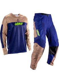 Leatt 3.5 Ride Kit V26, ensemble jersey/pantalon textile , couleur: Bleu Fonc&eacute;/Marron Clair , taille: XS