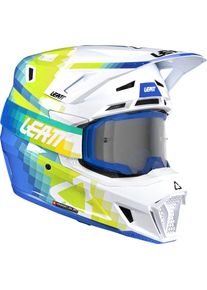 Leatt 7.5 V26 Pixel, motocross helmet , color: White/Blue/Neon-Yellow , size: M