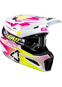 Leatt 3.5 V26 Storm, motocross helmet , color: White/Pink/Yellow , size: S
