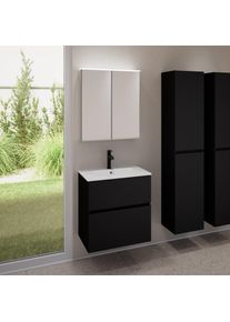 evineo ineo5 evo Meuble bas l: 60 cm, 2 tiroirs, vasque slim blanche, avec armoire de toilette ineo,, BE0834WH+BE0956BM+BEA001MI,