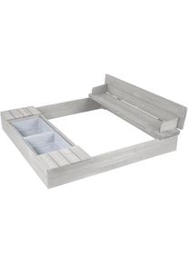 Roba Sandkasten »Outdoor+« wetterfestes Massivholz in grau, Größe B/H/L: 125 cm x 20,5 cm x 120 cm