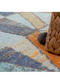 Paco Home Teppich »Jazz 701« rechteckig 14 mm Höhe Kurzflor, modernes geometrisches Design und Used-Look in bunt