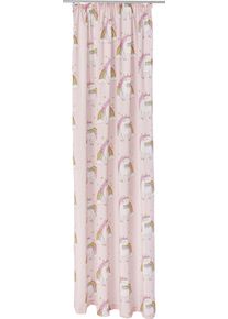 Lüttenhütt Lüttenhütt Gardine »EINHORN« Kräuselband 1 Stk. tlg. Kindergardine, bedruckt, halbtransparent, Einhörner, Regenbogen in pink