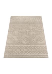Paco Home Teppich »Stilo 866« rechteckig 10 mm Höhe Hoch-Tief Effekt, Rauten, auch als Läufer, In- und Outdoor geeignet in beige