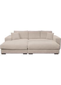 werk2 Polstergarnitur »Eden L-Form + Hocker. Mega Couch Breite 286cm in grau, Größe B/H/T: 286 cm x 84 cm x 184 cm