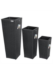 Casaria Polyrattan Bloempot Set van 3 Zwart