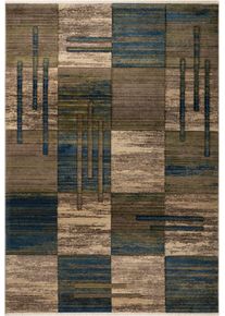 my home Teppich »Beliz« rechteckig 9 mm Höhe mit Konturenschnitt, Kurzflor, 3D-Design, mit Fransen, Wohnzimmer in grün