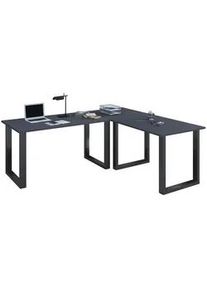 Vcm Mid.you Eckschreibtisch , Anthrazit, Schwarz , Metall, Holzwerkstoff , U-Form , 160x76x190 cm , seitenverkehrt montierbar , Büromöbel, Schreibtische, Eckschreibtische